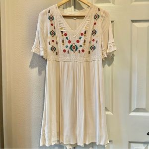 Summer dress. With embroidered aztec/ southwestern detail.